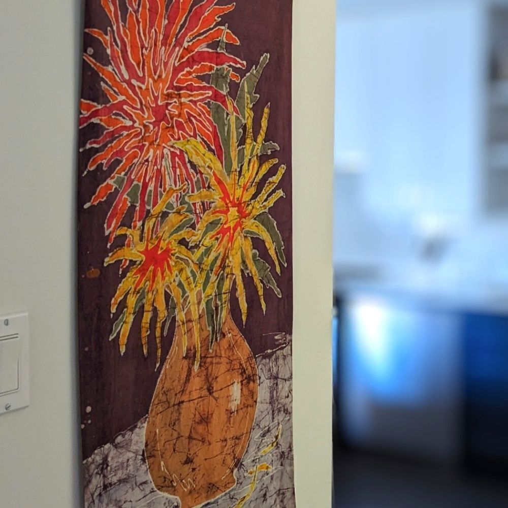 Mid Century Tie Dye Floral Wall Hanging